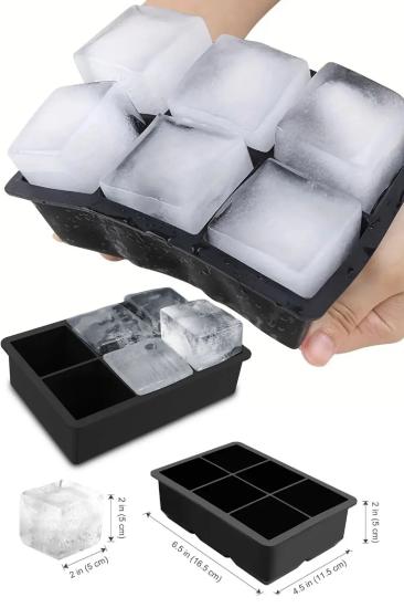 6 Bölmeli Büyük Boy Silikon Kare Buz Kalıbı