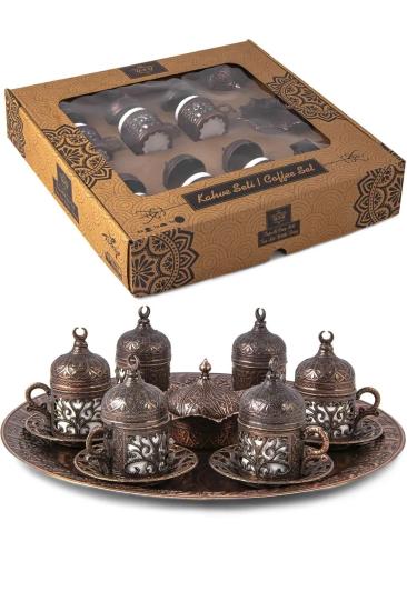 6 Kişilik Tam Takım Vintage Kahve Takımı Kahve Fincanı Seti
