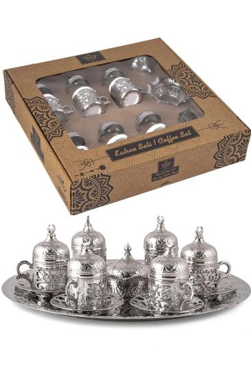 6 Kişilik Tam Takım Vintage Kahve Takımı Kahve Fincanı Seti