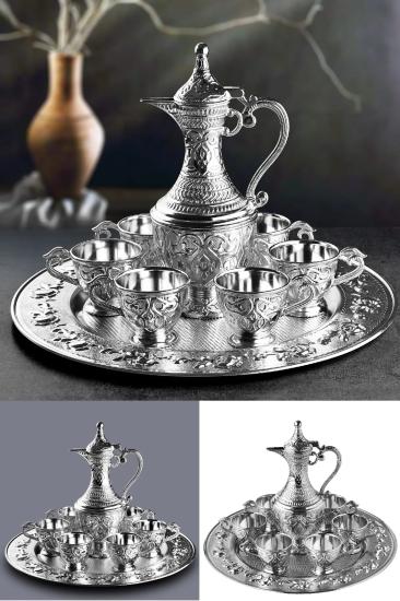 8 Parça Lüks Gümüş Renk Otantik Zemzem Takımı