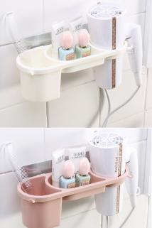 Biterse Fön Makinesi Askılı Banyo Düzenleyici Organizer Raf Beyaz