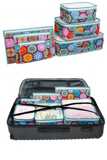 Biterse Otantik Desenli 6 Parça Seyahat Tipi Bavul İçi Organizer Set