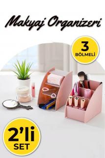 Biterse Makyaj Organizeri 3 Bölmeli Plastik 2’li Set