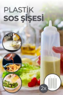 Biterse 2’li Sızdırmaz Kapaklı Plastik Sos Şişesi