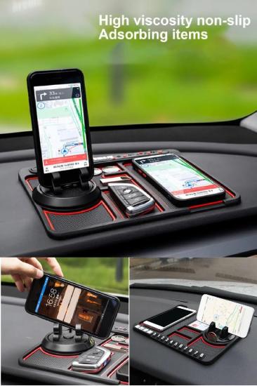 Araç İçi Telefon Tutucu Standı Kaydırmaz Silikon Ped Numaratör Organizer
