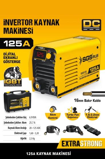 Bakır Kablolu 125 Amper Akım Korumalı İnvertör Kaynak Makinesi Akım Kontrollü Dijital Göstergeli