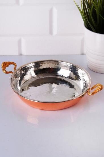 Biterse 24 Cm El Dövmeli Bakır Sahan, Bakır Tava, Yumurta Tavası