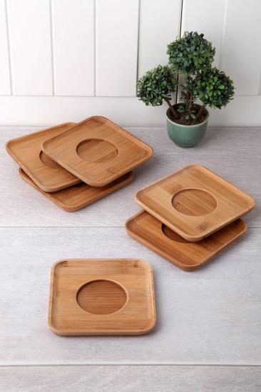 Biterse Bambu Lüx 6 Adet Kare Çay Tabağı