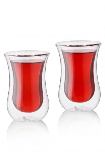 Biterse Çift Cidarlı Cam Çay Bardağı 2 Adet 100 Ml Çift Camlı Bardak