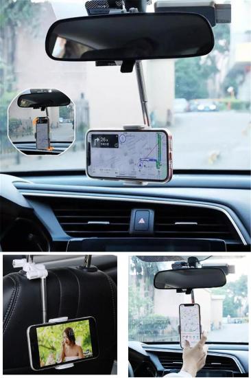 Biterse Dikiz Aynasına Takılabilen Teleskopik Hareketli Telefon Tutucu
