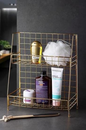 2 Katlı Mutfak Banyo Rafı Çok Maçlı 2 Katlı Düzenleyici Metal Organizer Raf