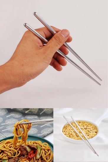 Biterse Metal Chopstick Paslanmaz Çelik Çin Çubuğu 1 Çift