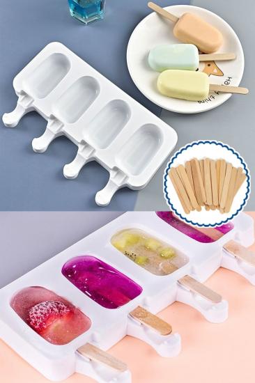 Biterse Mini Magnum Silikon Dondurma Kalıbı Ve 50’li Dondurma Çubuğu
