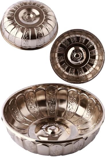 Biterse Nostaljik Osmanlı Hanedan Demir Hamam Tası Gümüş Renk 20 Cm