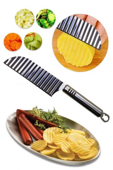 Biterse Pratik Paslanmaz Çelik Şekilli Patates Bıçağı Chips Chopper Dilimleyici