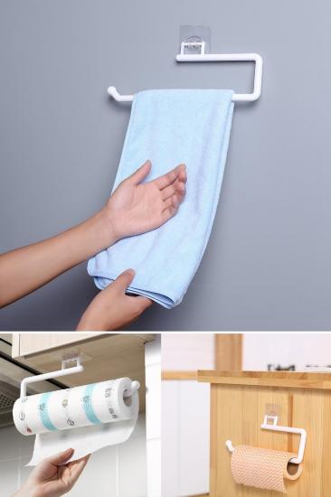 Rulo Kağıt Havlu Askısı Yapışkanlı Plastik Kağıt Havluluk