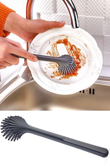 Çizdirmez Silikon Başlıklı Hijyenik Bulaşık Yıkama ve Lavabo Temizleme Fırçası 1 Adet