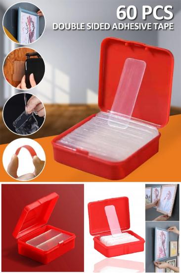 Çok Amaçlı Çift Taraflı Güçlü Şeffaf Bant 60 Parça Kutulu 1cm X 4.5cm Şeffaf Bant Kutulu