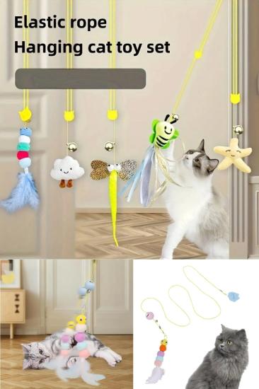 Elastik Kendinden Yapışkanlı Kedi Oyun Oltası Kedi Aktivite Oyuncağı