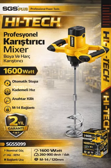 Profesyonel Boya ve Harç Karıştırıcı Mikser 1600W