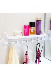 Vantuzlu Şampuan Raflı Kancalı Banyo Havlu Askısı Askı Aparatı