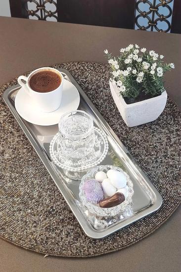 Çelik Dikdörtgen Tek Kişilik Servis Sunum Tepsisi