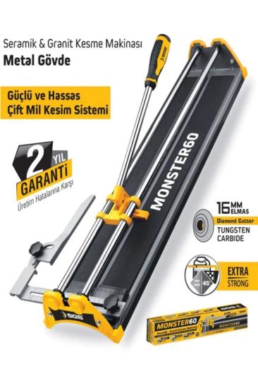 Metal Gövdeli Profesyonel Fayans Granit Gönyeli Kesme Makinesi 60cm Monster60