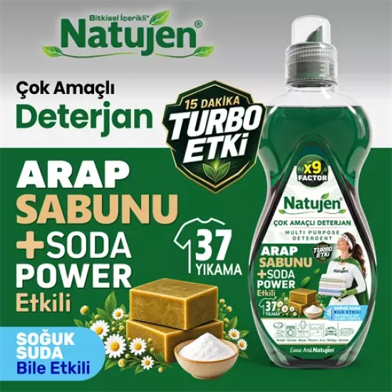 NATUJEN ÇOK AMAÇLI DETERJAN ARAP SABUNU SODA 1500 ML