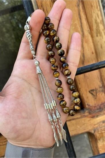 Biterse Otantik Küre Kesim Kaplan Gözü 33 lük Tesbih 8mm