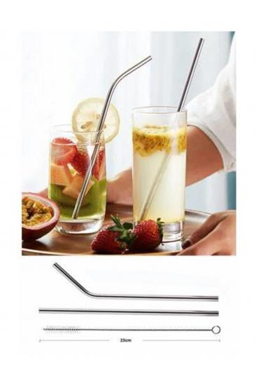 Paslanmaz Çelik Pipet Seti( 2 Adet Çelik Pipet+pipet Temizleme Fırçası)