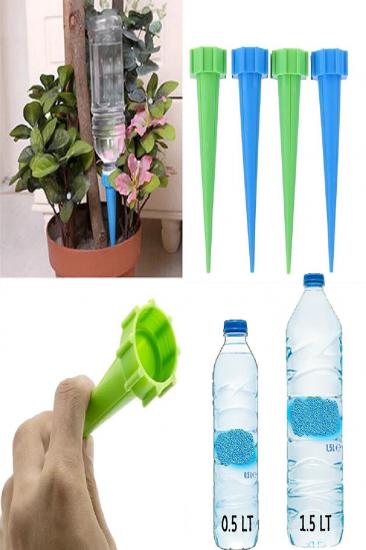 Biterse Pet Şişeyi Çiçek Sulama Sistemine Dönüştüren Pratik Çiçek Sulama Aparatı 4 Adet