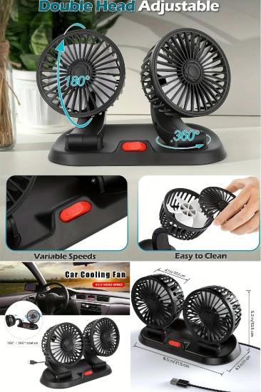 Pratik ve Kullanışlı Araç İçi Torpido Üstü Akrobatik Çift Fanlı Park Numaratörü Usb Fan