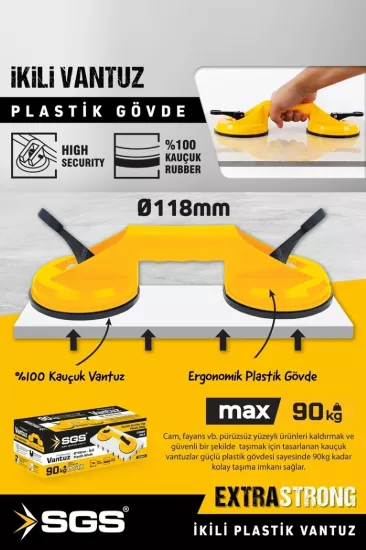 SGS 945 İkili Plastik Vantuz Çok Amçlı Vantuz
