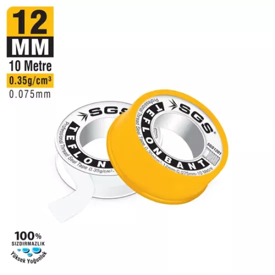 TEFLON BANT PROFESYONEL 12 MM X 10 M X 0,35 GR