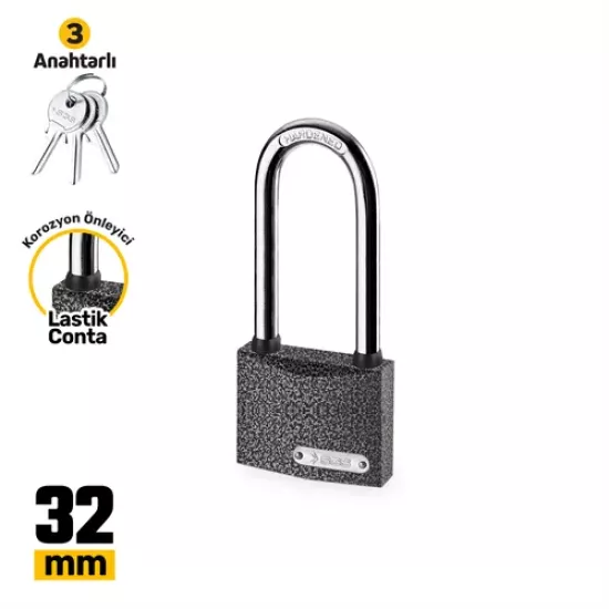ASMA KİLİT GRİ BOYALI UZUN KANCA 32MM