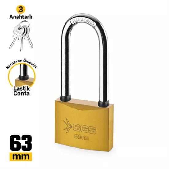 ASMA KİLİT SARI BOYALI UZUN KANCA 63MM