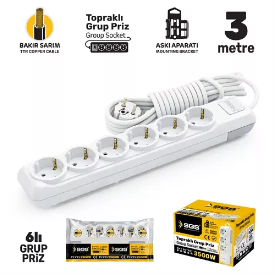 GRUP PRİZ TOPRAKLI ALTILI 3 METRE