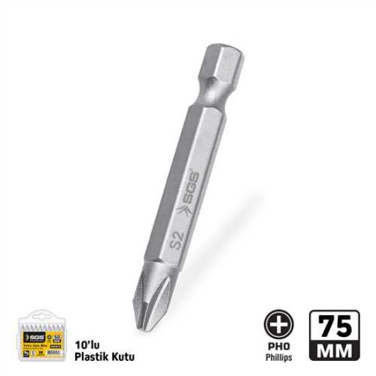YILDIZ UÇLU BİTS S2 PH0*75mm Sand-Pro Series