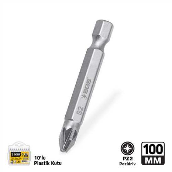 POZİDRİV UÇLU BİTS S2 PZ2*100mm Sand-Pro Series