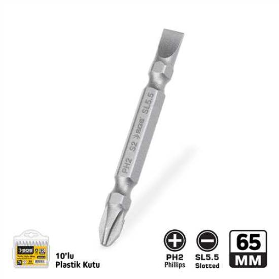ÇİFT YÖNLÜ BİTS UÇ PH2/SL5.5*65mm Sand-Pro Series