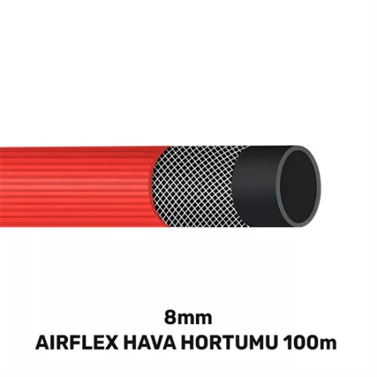 8 MM AIRFLEX HAVA HORTUMU 100 MT KIRMIZI (140gr/mt)