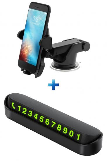 Universal 2’li Oto Aksesuar Seti Vantuzlu Araç Içi Akrobat Telefon Tutucu Ve Numaratör Numaralık 
