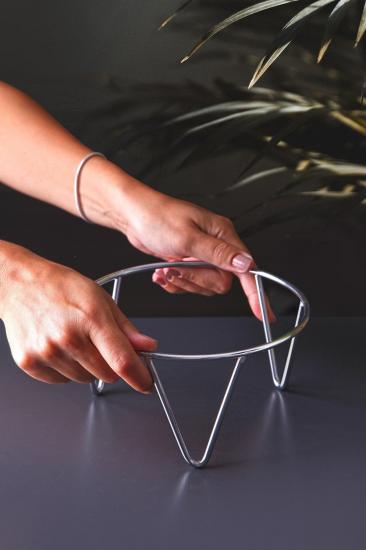 Sunum Tabağı Yükseltici 3 Ayak Metal Dekoratif Stand Gümüş Renk