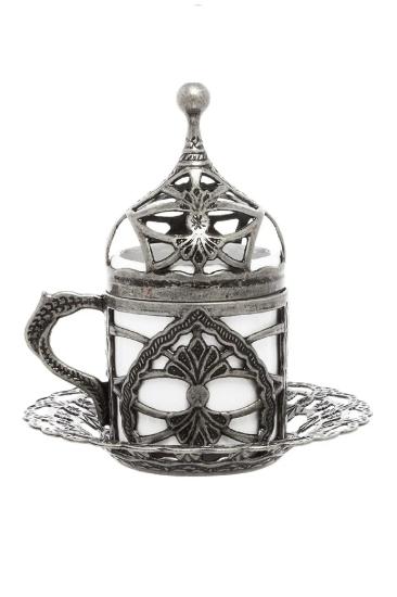 Vintage Otantik Kapaklı Hürrem Kahve Fincanı Eskitme