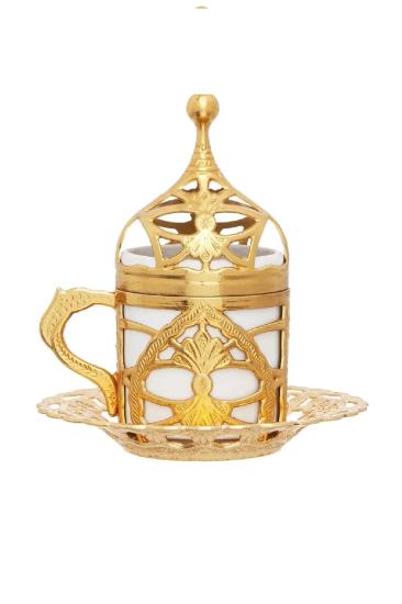 Vintage Otantik Kapaklı Hürrem Kahve Fincanı Gold