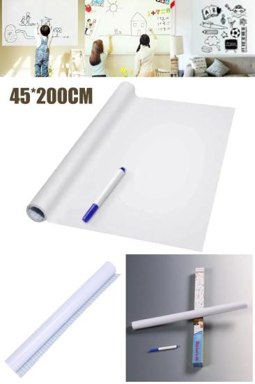 Yapışkanlı Beyaz Tahta Sticker Eğitim Ve Mesaj Panosu 45cm x 200cm