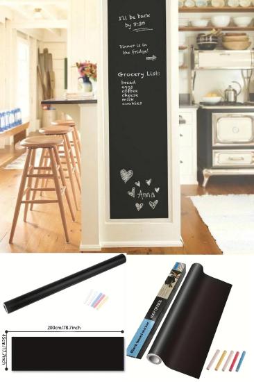 Yapışkanlı Kara Tahta Sticker Eğitim Ve Mesaj Panosu 45cm x 200cm