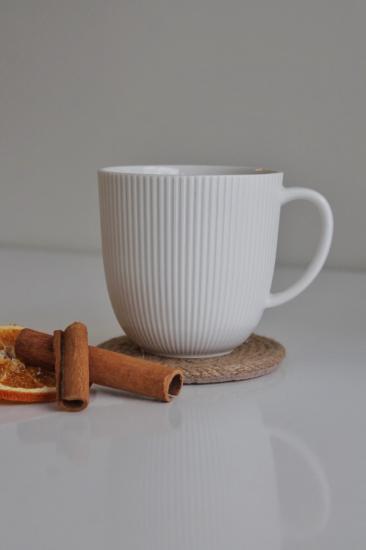 Yeni Trend Porselen Çizgili Kupa Büyük Mug Bardak 9 cm 310 ml