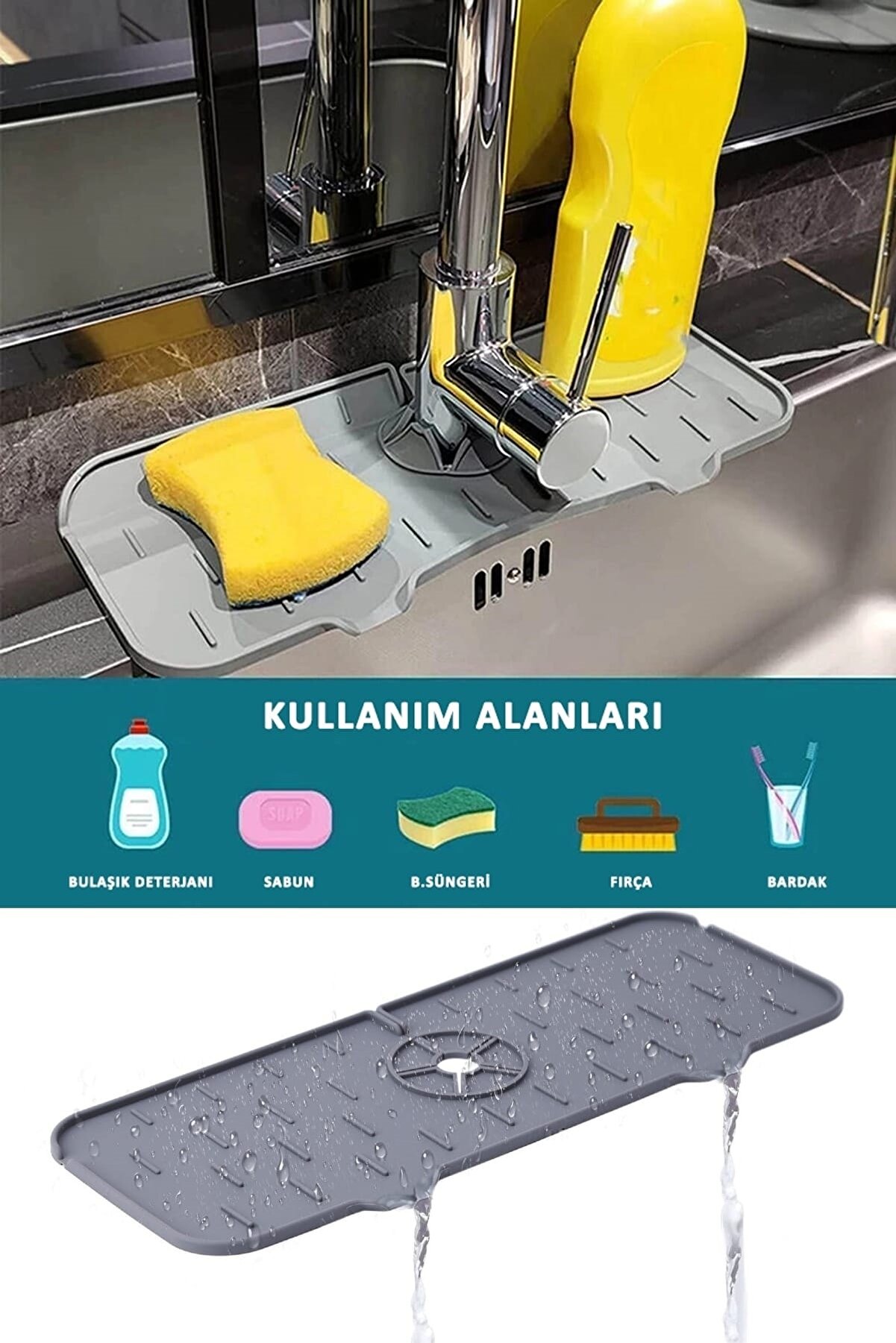 Su Tutucu Musluk Matı Mutfak Ve Banyo İçin Koruyucu Musluk Ve Lavabo Matı Musluk Tezgah Üstü Mat