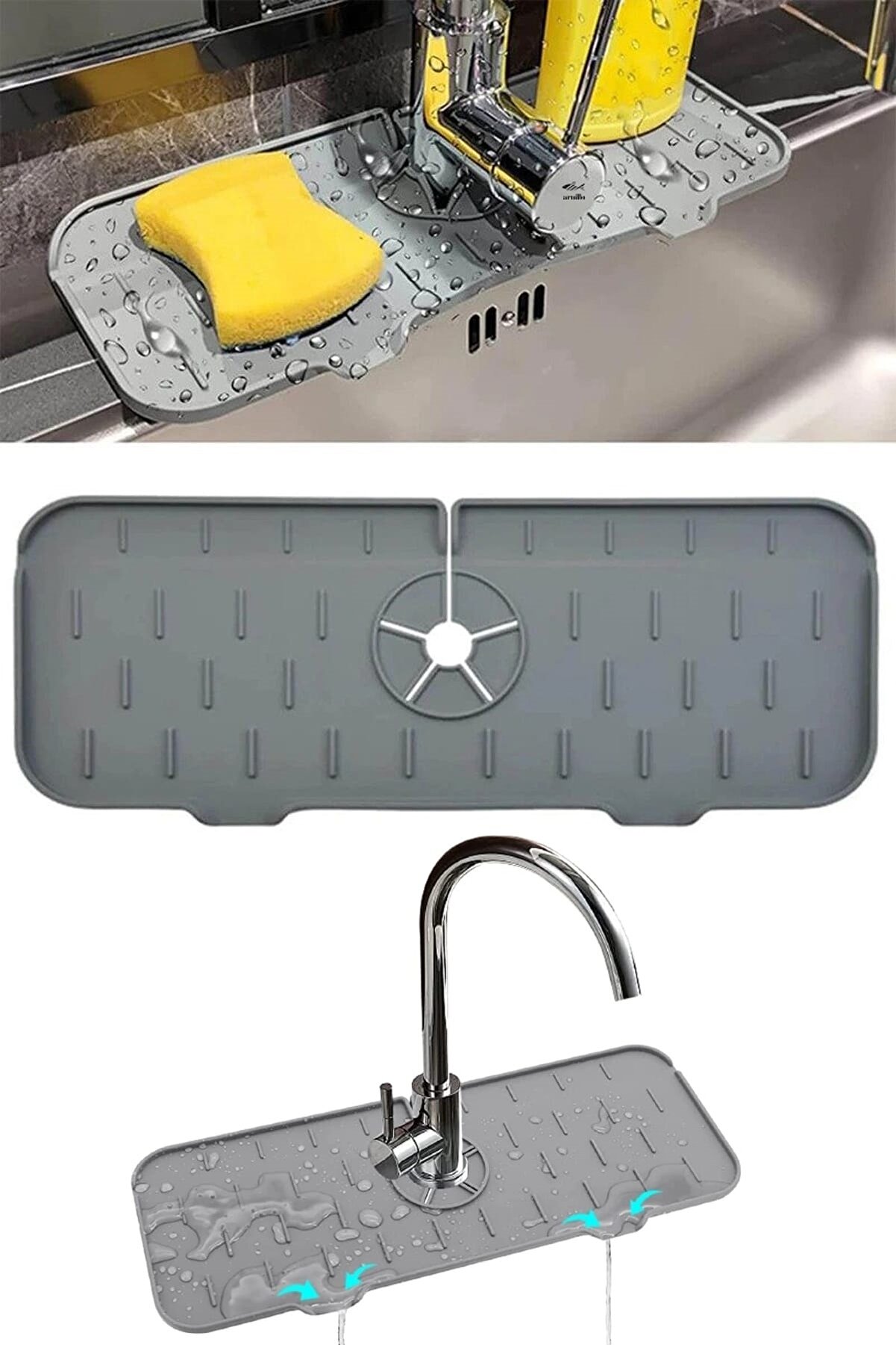 Su Tutucu Musluk Matı Mutfak Ve Banyo İçin Koruyucu Musluk Ve Lavabo Matı Musluk Tezgah Üstü Mat